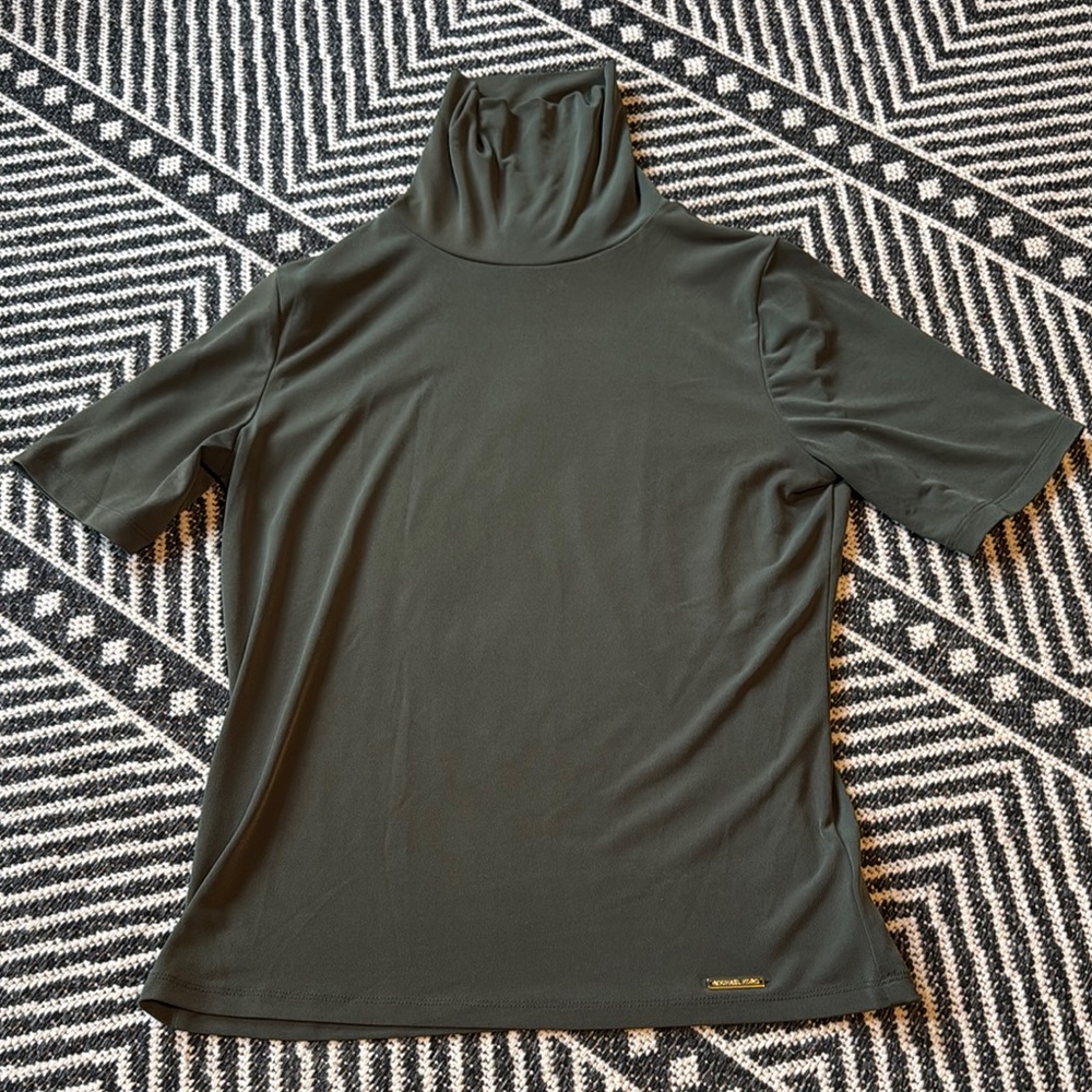 MK Women's Olive Green Turtleneck Top